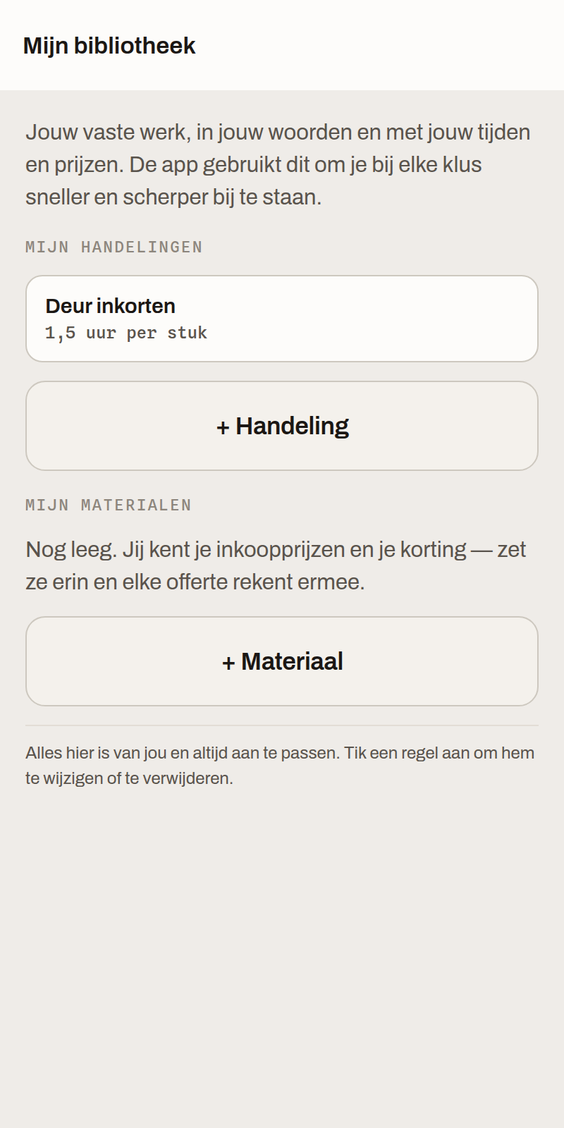 Mijn bibliotheek met een eigen handeling en de eigen tijd erbij